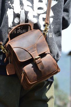 Vintage Brown Tie Dye Calf Leather Mini Messenger Bag