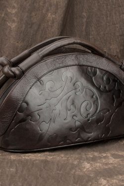 Vintage Chocolate Embossing Calf Leather Women's Tote Handbag