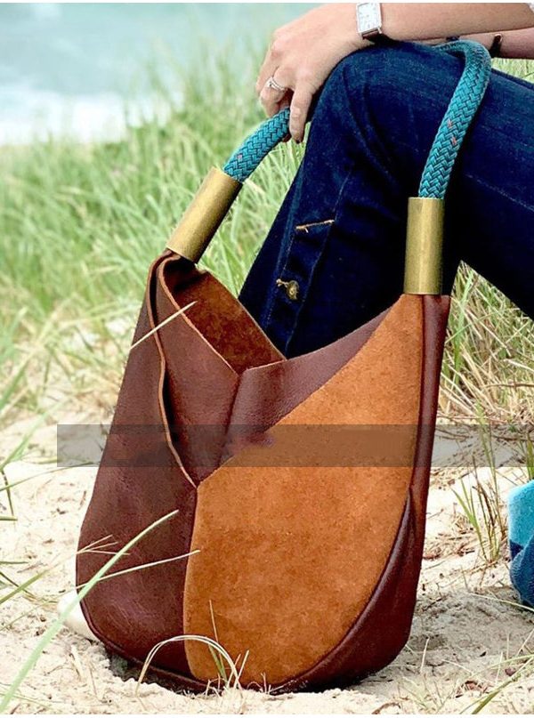 Vintage Colorblock Patchwork Faux Leather Shoulder Bags