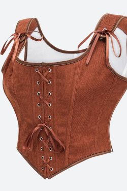 Vintage Corduroy Lace Up Corset Top
