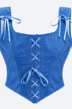 Vintage Corduroy Lace Up Corset Top