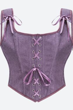 Vintage Corduroy Lace Up Corset Top