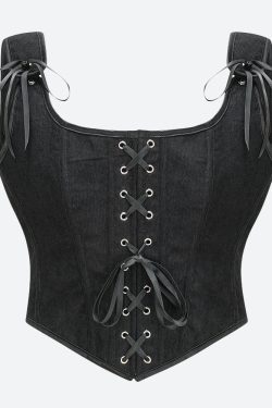 Vintage Corduroy Lace Up Corset Top