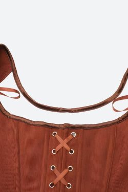 Vintage Corduroy Lace Up Corset Top