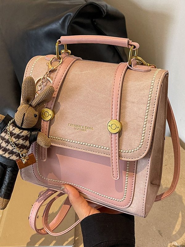 Vintage Denim Blue Patchwork Zircon Messenger Bag