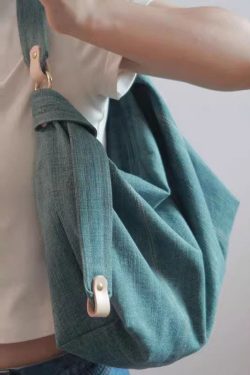 Vintage Denim Blue Solid Durable Cotton Messenger Bag