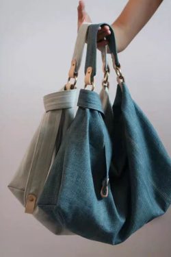 Vintage Denim Blue Solid Durable Cotton Messenger Bag