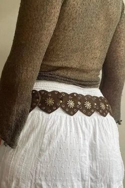 Vintage Ethnic Heart Suede Waist Belt