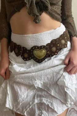 Vintage Ethnic Heart Suede Waist Belt