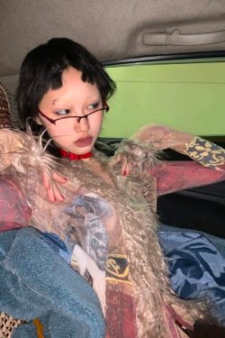 Vintage Faux Fur Tie Front Top