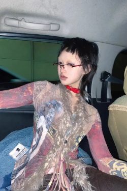 Vintage Faux Fur Tie Front Top