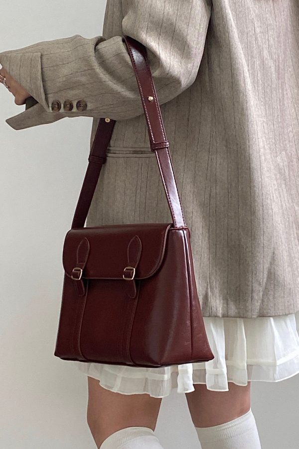 Vintage Faux Leather Messenger Bag