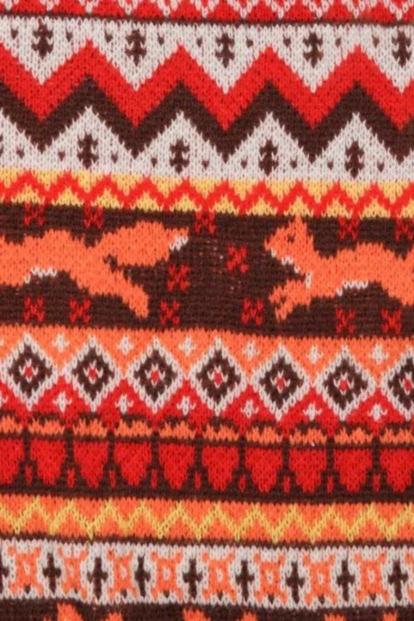 Vintage Fox Embroidered Christmas Sweater