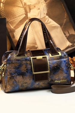 Vintage Gradient Color Jacquard Durable Faux Leather Tote Handbag