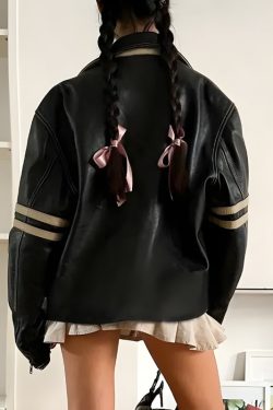 Vintage Grunge Biker Zip-Up Faux Leather Jacket