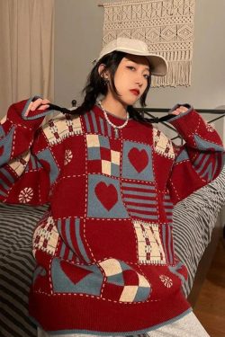 Vintage Heart Pattern Sweater