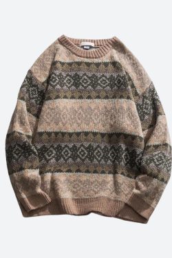 Vintage Jacquard Knitted Sweater