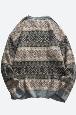 Vintage Jacquard Knitted Sweater
