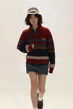 Vintage Knitted Zip Sweater