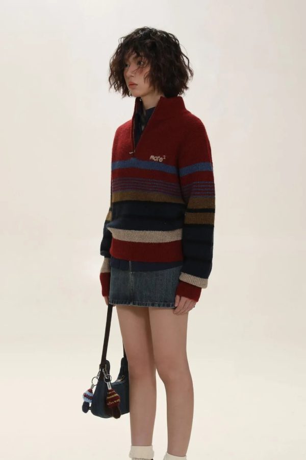Vintage Knitted Zip Sweater