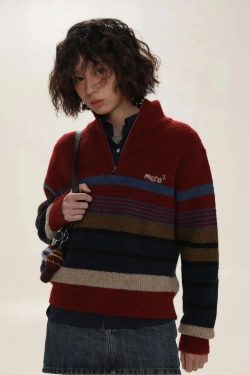 Vintage Knitted Zip Sweater