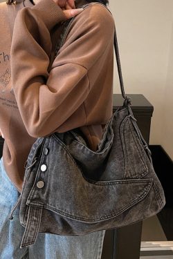 Vintage Large Capacity Asymmetrical Design Denim Messenger Bag