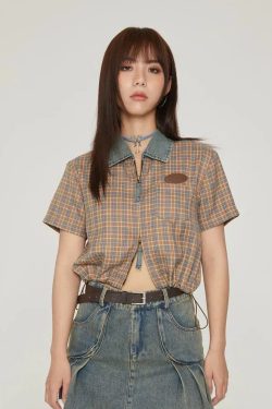 Vintage Plaid Crop Shirt