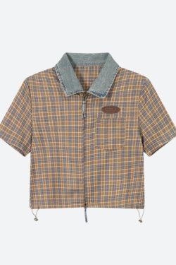 Vintage Plaid Crop Shirt
