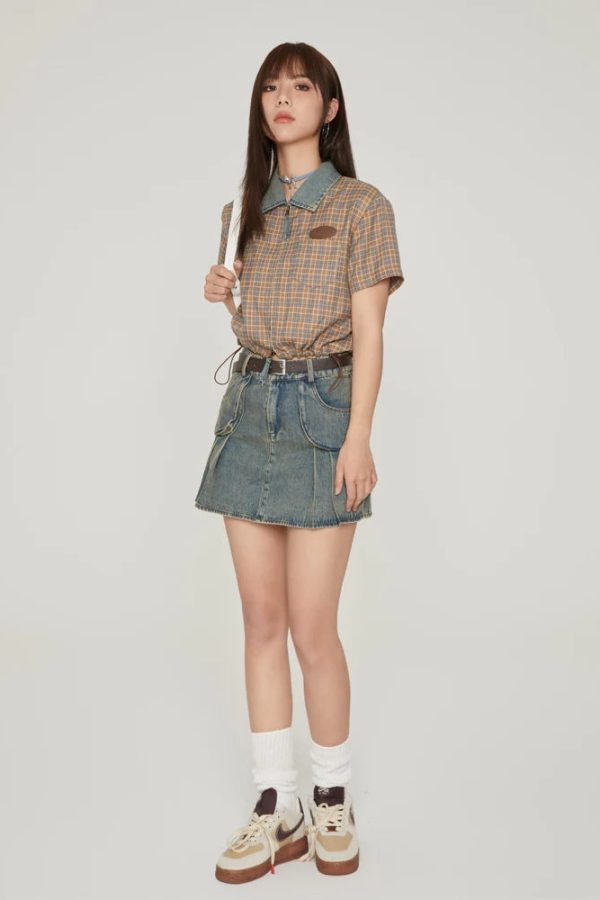 Vintage Plaid Crop Shirt