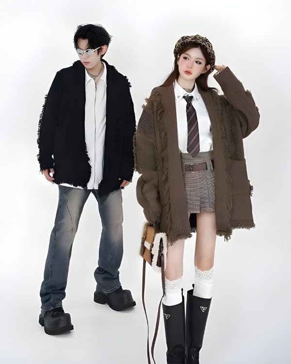 Vintage Pockets Tasseled Knitted Cardigan