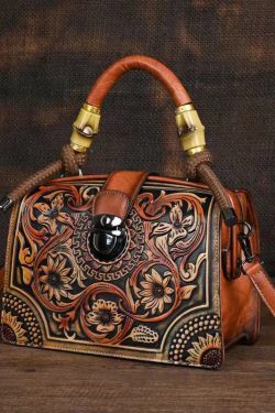 Vintage Red Original Bamboo Joint Splicing Embossed Handbag