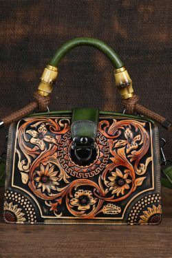 Vintage Red Original Bamboo Joint Splicing Embossed Handbag