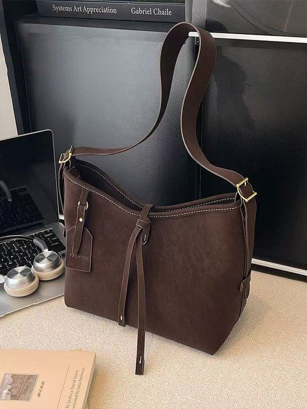 Vintage Solid Durable Large Capacity Fine Suede Messenger Bag