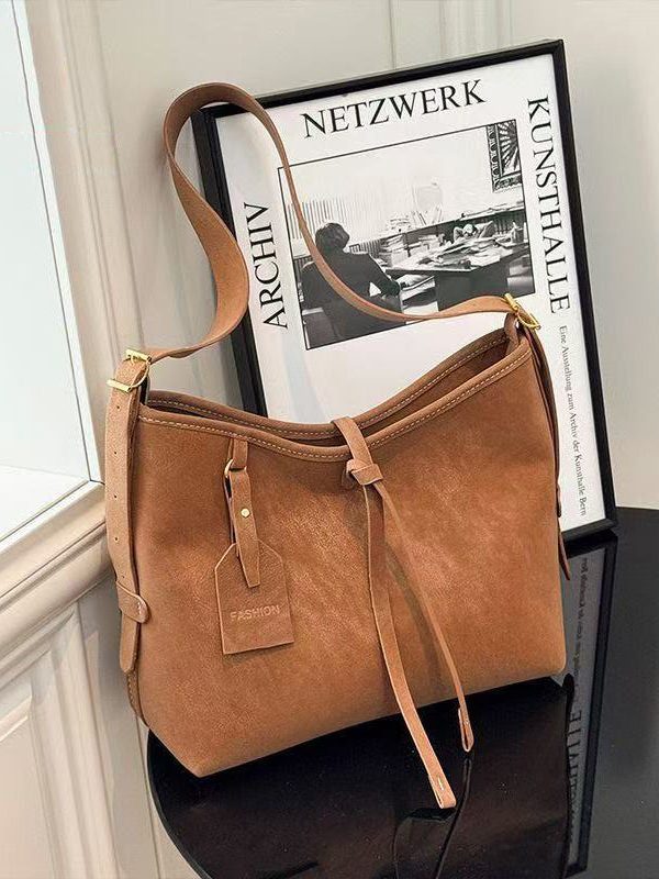 Vintage Solid Durable Large Capacity Fine Suede Messenger Bag