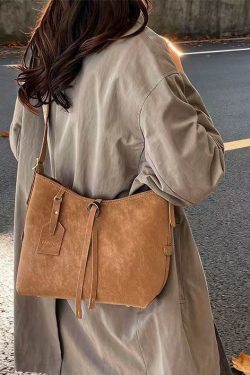 Vintage Solid Durable Large Capacity Fine Suede Messenger Bag