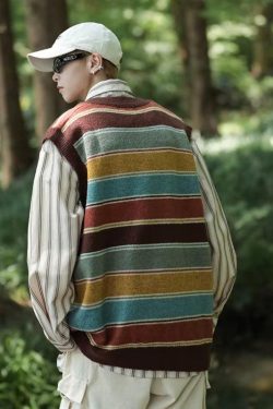 Vintage Striped Sweater Vest