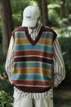 Vintage Striped Sweater Vest