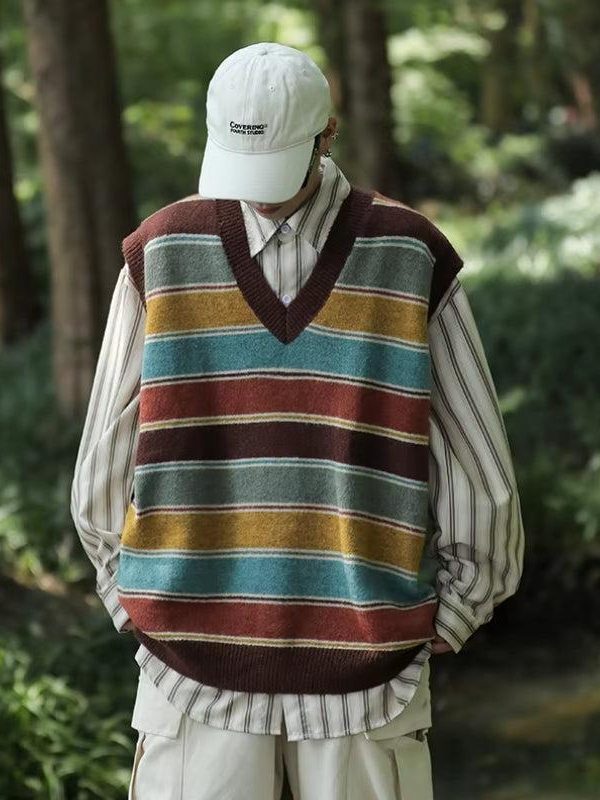Vintage Striped Sweater Vest