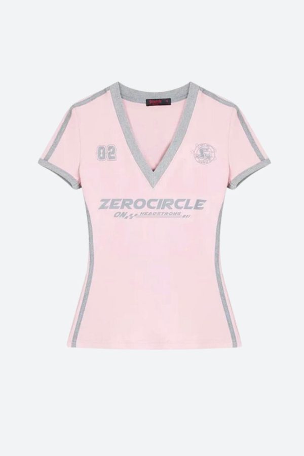 Vintage Striped V Neck Jersey Top