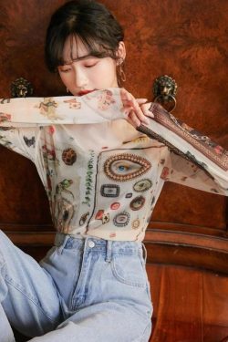 Vintage Symbols Sheer Top