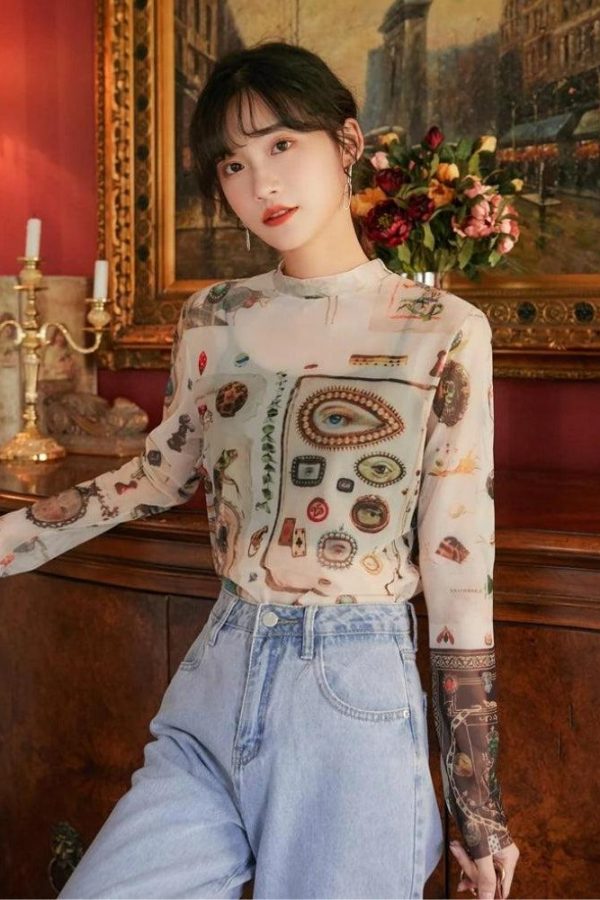 Vintage Symbols Sheer Top