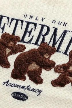 Vintage Teddy Embroidered Knitted Sweater