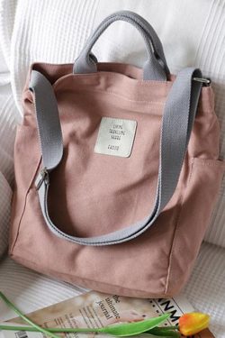 Vintage Upcycle Casual Patchwork Large Canvas Shoulder pink Bag