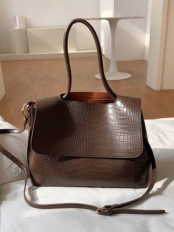 Vogue Black Zippered Faux Leather Satchel Handbag