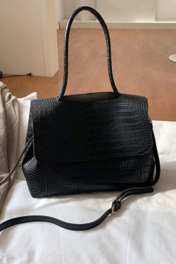 Vogue Black Zippered Faux Leather Satchel Handbag