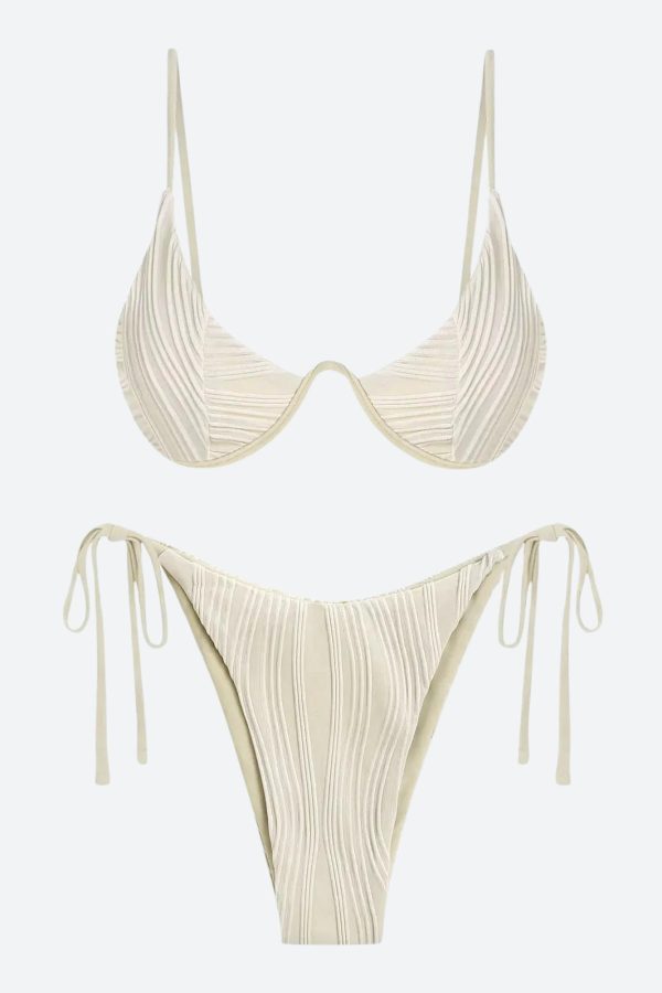 Wavy Striped Wired Cup Bikini Set