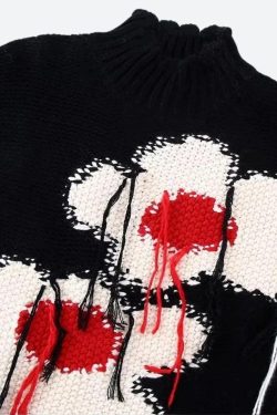 Weirdcore Flower Embroidered Knitted Sweater Vest