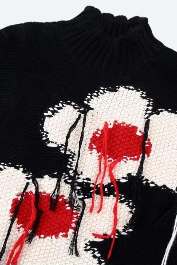 Weirdcore Flower Embroidered Knitted Sweater Vest