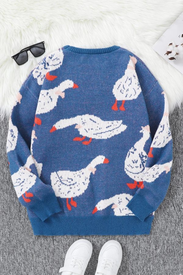 Weirdcore Goose Print Sweater