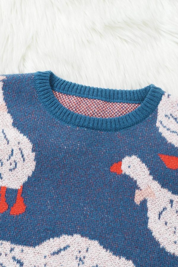 Weirdcore Goose Print Sweater